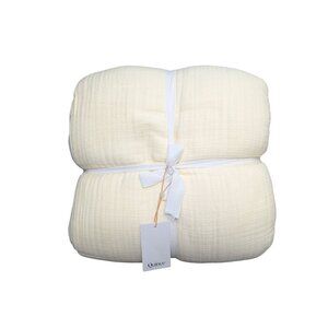Quince 100% Organic Airy Cotton Gauze Duvet Cover Set 3PC Ivory Size King -NEW-